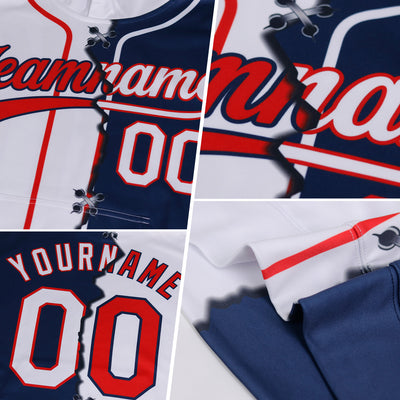 Custom Black Red Split Ripped Pattern Baseball Pullover Sweatshirt Hoodie