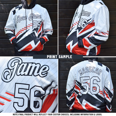 Custom Black Gray-White Split Ripped Pattern Baseball Pullover Sweatshirt Hoodie