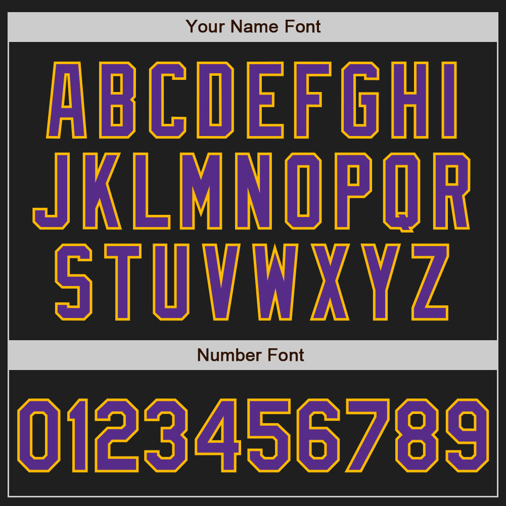 Custom Black Purple-Gold Split Ripped Pattern Baseball Pullover Sweatshirt Hoodie