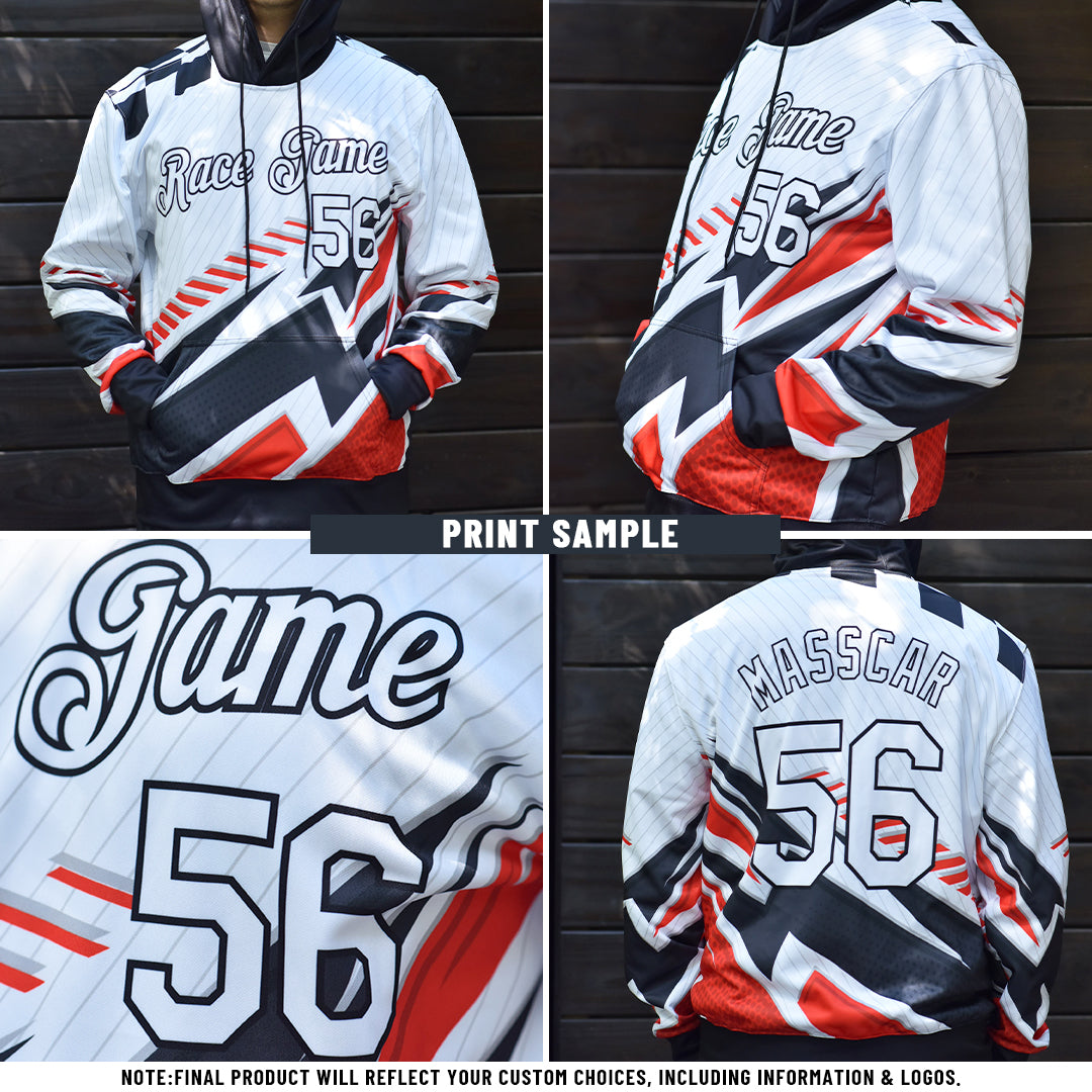 Custom Black White-Panther Blue Split Ripped Pattern Baseball Pullover Sweatshirt Hoodie