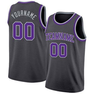 Custom Steel Gray Purple-Gray Authentic Basketball Jersey