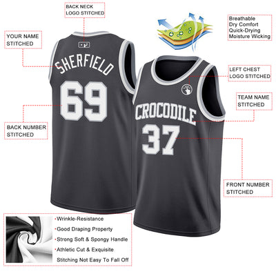 Custom Steel Gray White-Gray Authentic Basketball Jersey