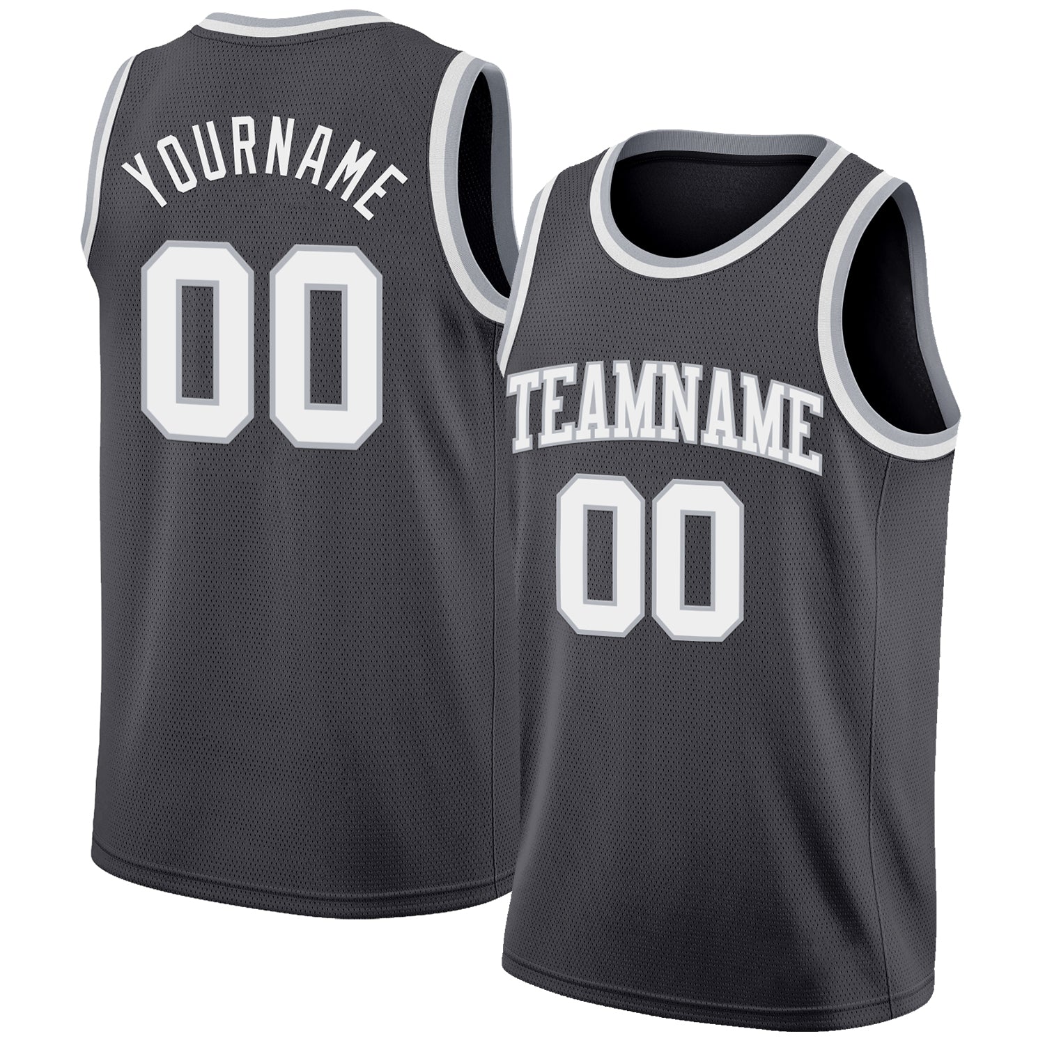 Custom Steel Gray White-Gray Authentic Basketball Jersey