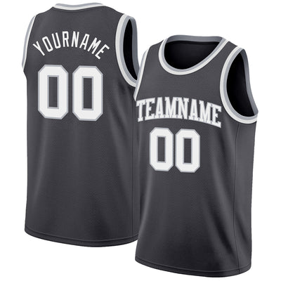 Custom Steel Gray White-Gray Authentic Basketball Jersey