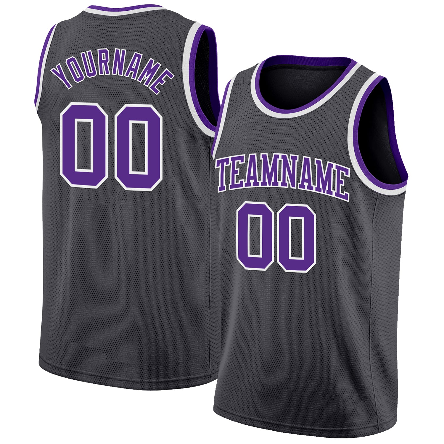 Custom Steel Gray Purple-White Authentic Basketball Jersey