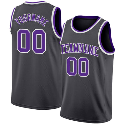 Custom Steel Gray Purple-White Authentic Basketball Jersey