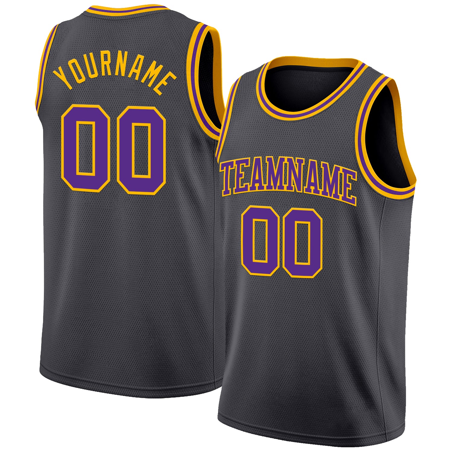 Custom Steel Gray Purple-Gold Authentic Basketball Jersey