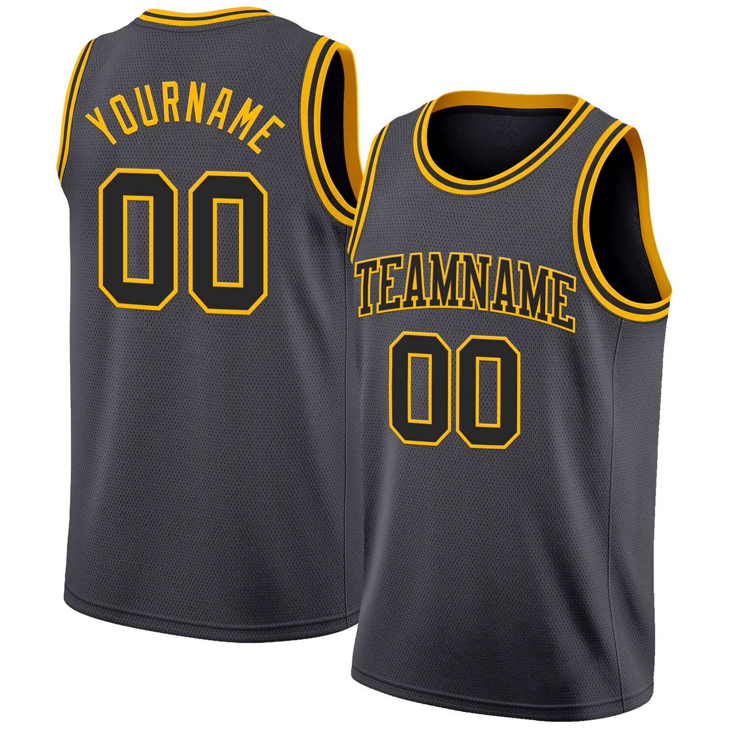 Custom Steel Gray Black-Gold Authentic Basketball Jersey