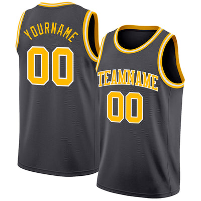Custom Steel Gray Gold-White Authentic Basketball Jersey