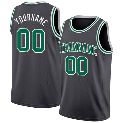Custom Steel Gray Kelly Green-White Authentic Basketball Jersey