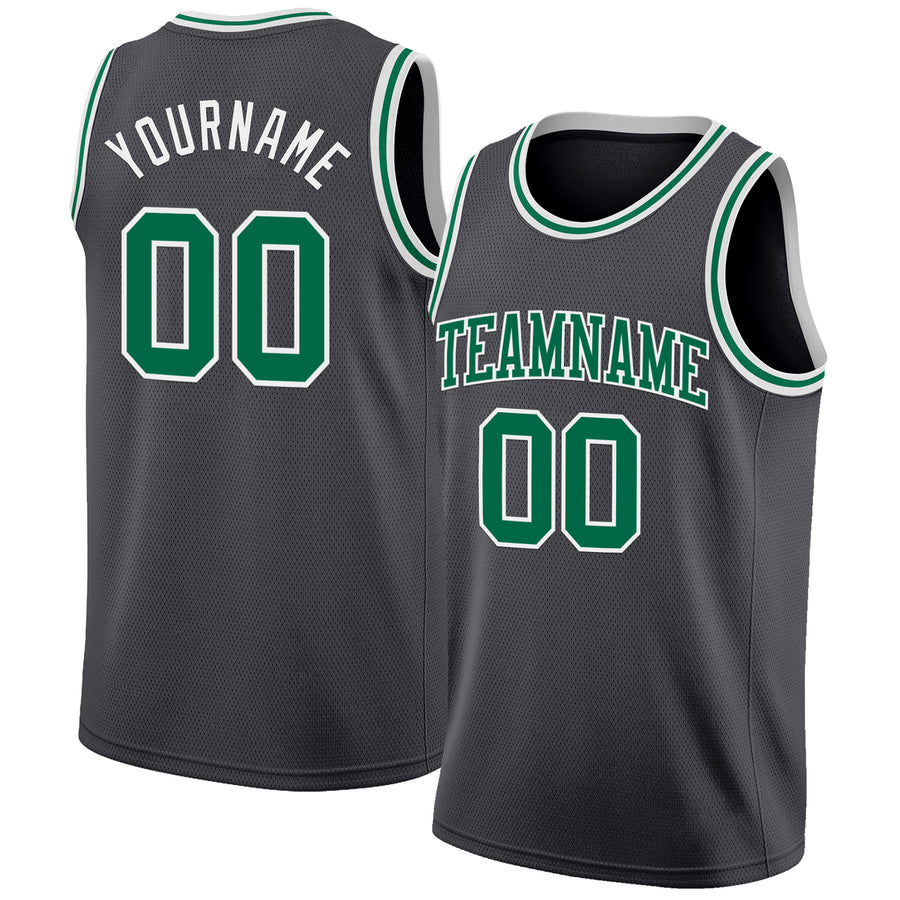 Custom Steel Gray Kelly Green-White Authentic Basketball Jersey