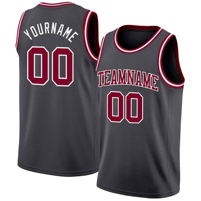 Custom Steel Gray Maroon-White Authentic Basketball Jersey