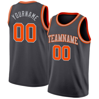 Custom Steel Gray Orange-Gray Authentic Basketball Jersey
