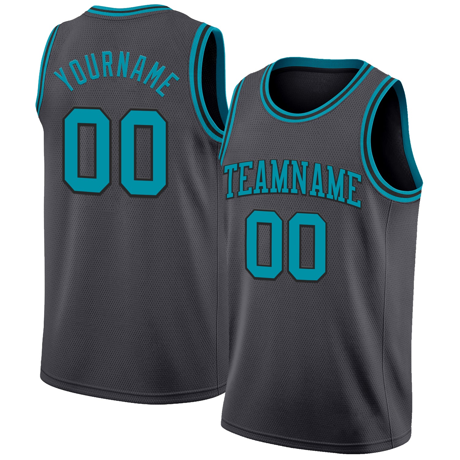 Custom Steel Gray Teal-Black Authentic Basketball Jersey