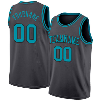 Custom Steel Gray Teal-Black Authentic Basketball Jersey
