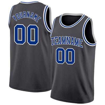 Custom Steel Gray Royal-White Authentic Basketball Jersey