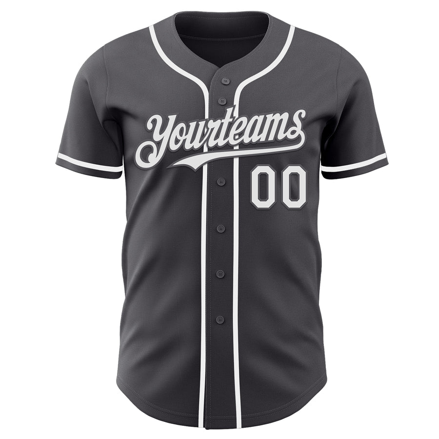 Custom Steel Gray White Authentic Baseball Jersey