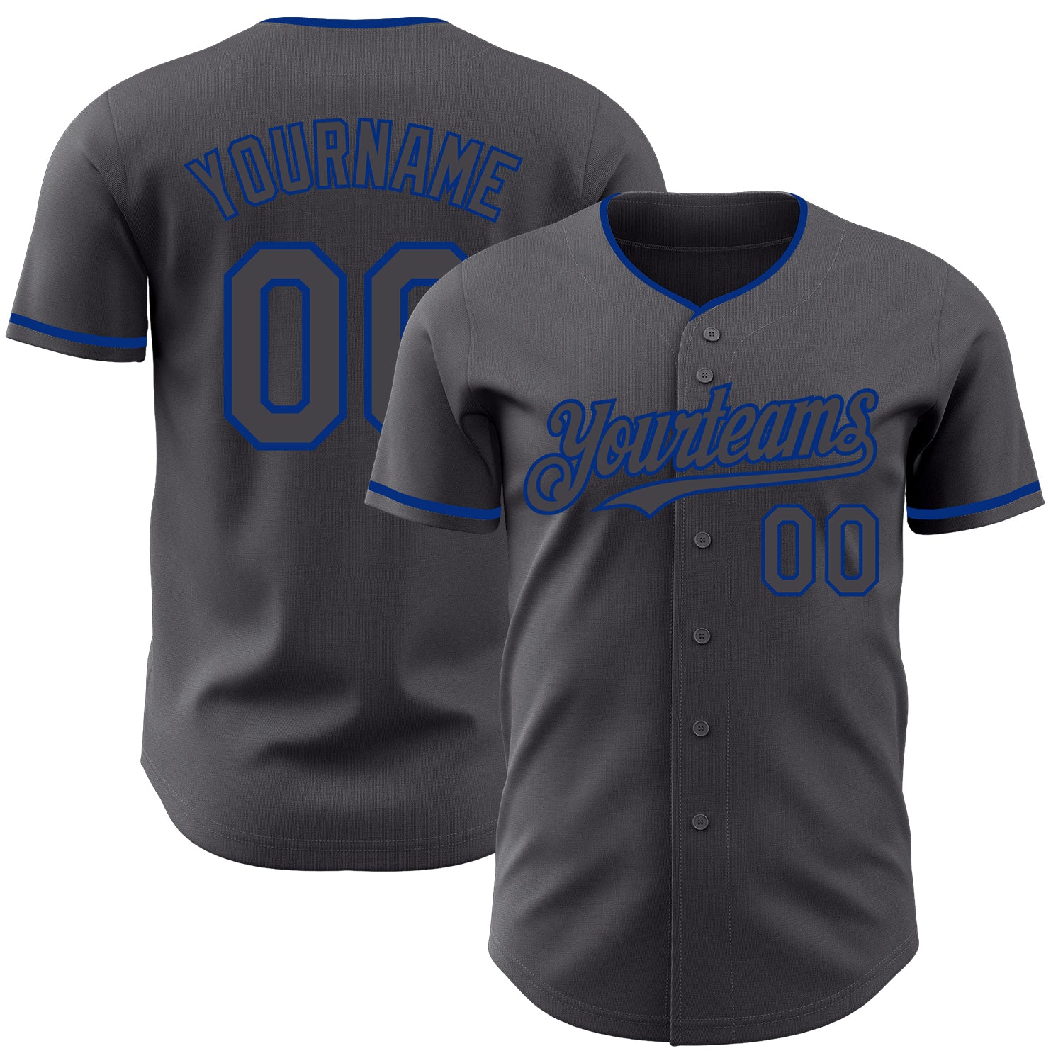 Custom Steel Gray Royal Authentic Baseball Jersey