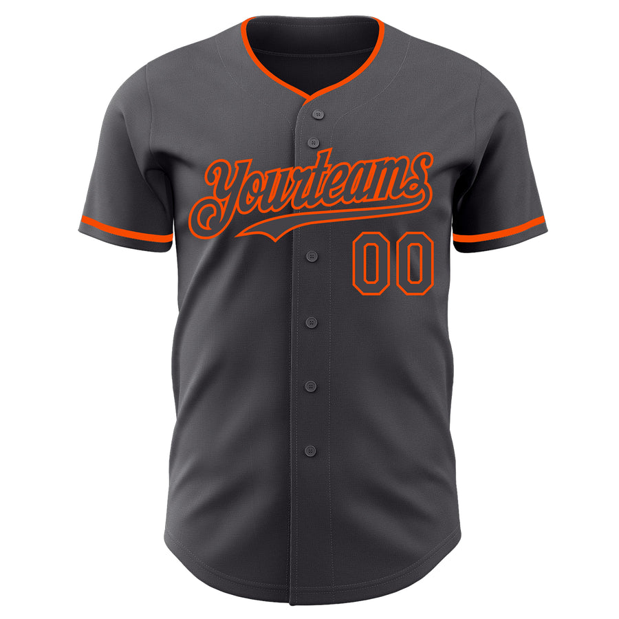 Custom Steel Gray Orange Authentic Baseball Jersey