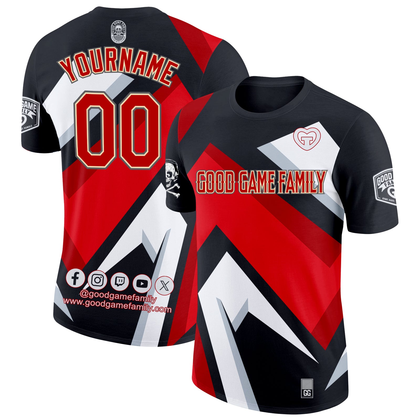 Custom Black Red Cream-Gray 3D Esports Performance Good Game Family Community T-Shirt