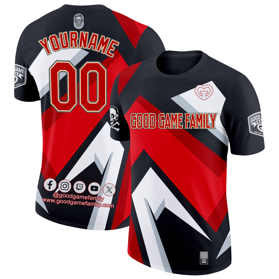 Custom Black Red Cream-Gray 3D Esports Performance Good Game Family Community T-Shirt