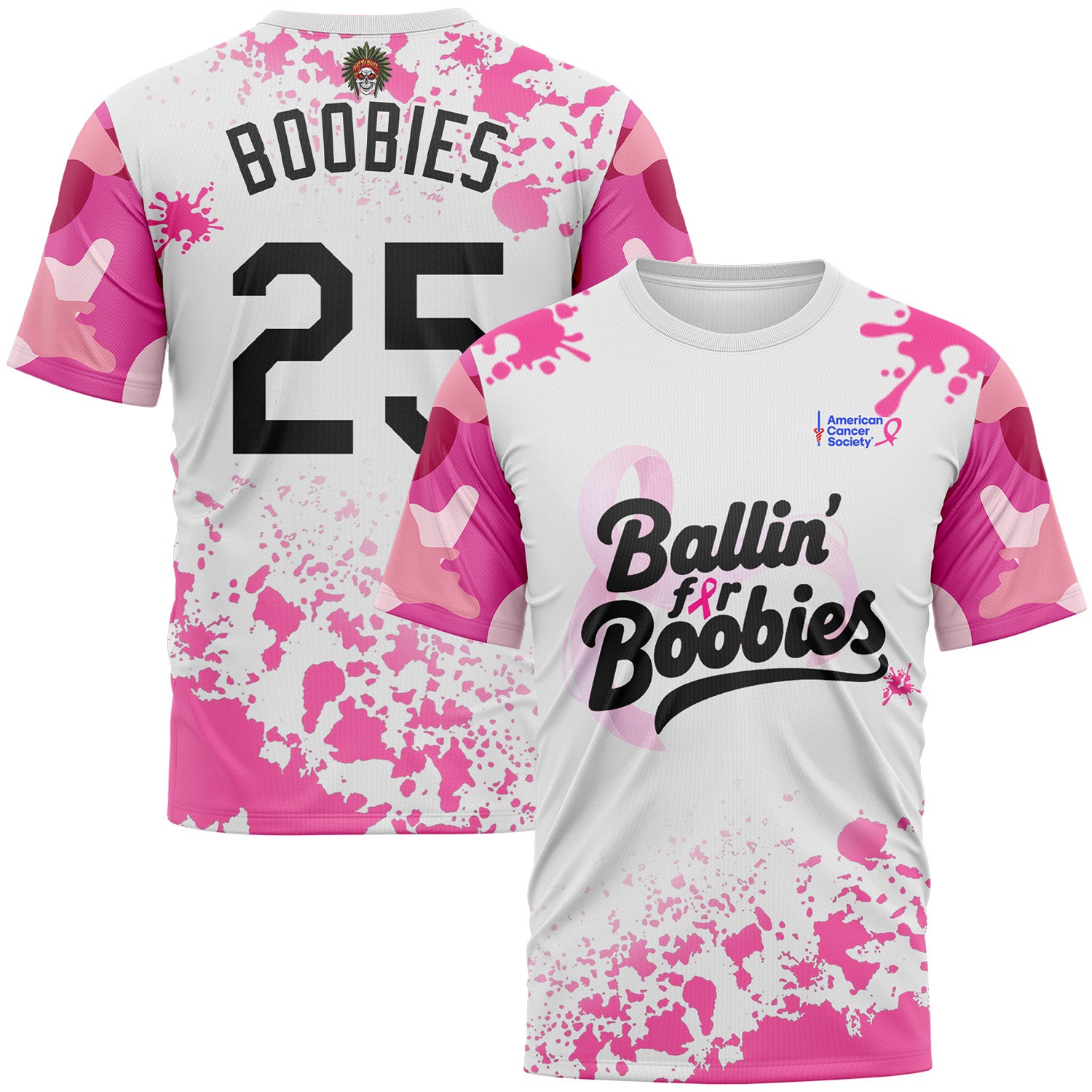Custom White Black Pink-camo Nasty Boyz Paintball Breast Cancer Performance T-Shirt