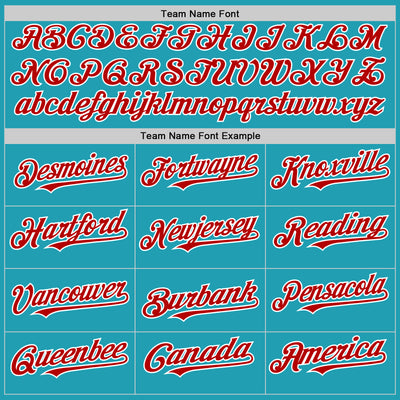 Custom Teal Red-White Mesh Authentic Throwback Baseball Jersey