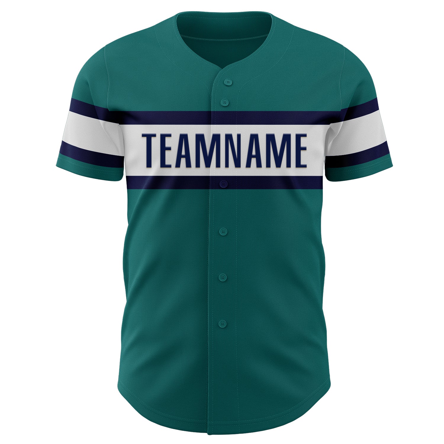 Custom Teal White-Navy Authentic Baseball Jersey