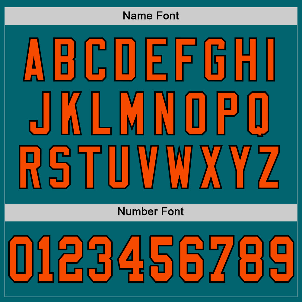 Custom Teal Orange-Black Mesh Authentic Throwback Football Jersey