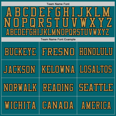 Custom Teal Black-Old Gold Mesh Authentic Throwback Football Jersey