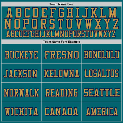 Custom Teal Navy-Old Gold Mesh Authentic Throwback Football Jersey