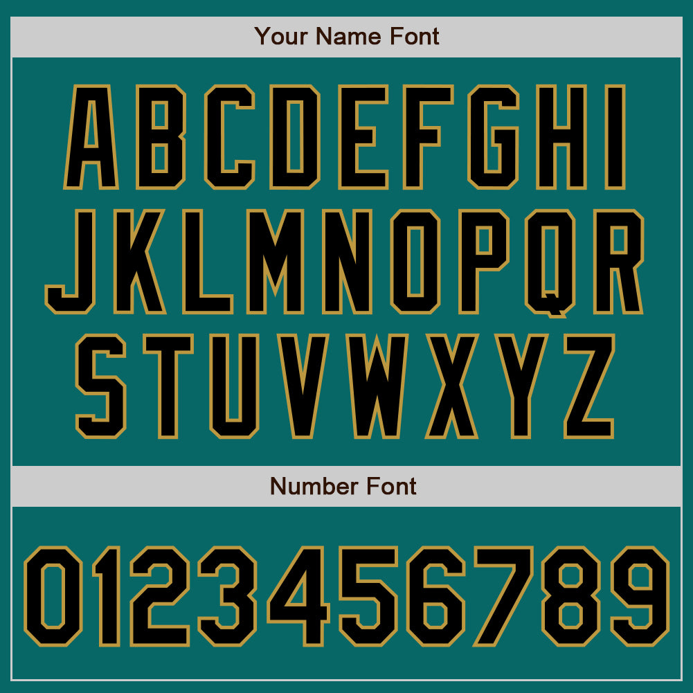 Custom Teal Black-Old Gold Authentic Baseball Jersey