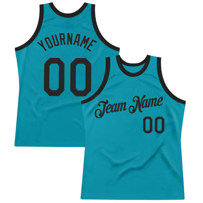 Custom Teal Black Authentic Throwback Basketball Jersey