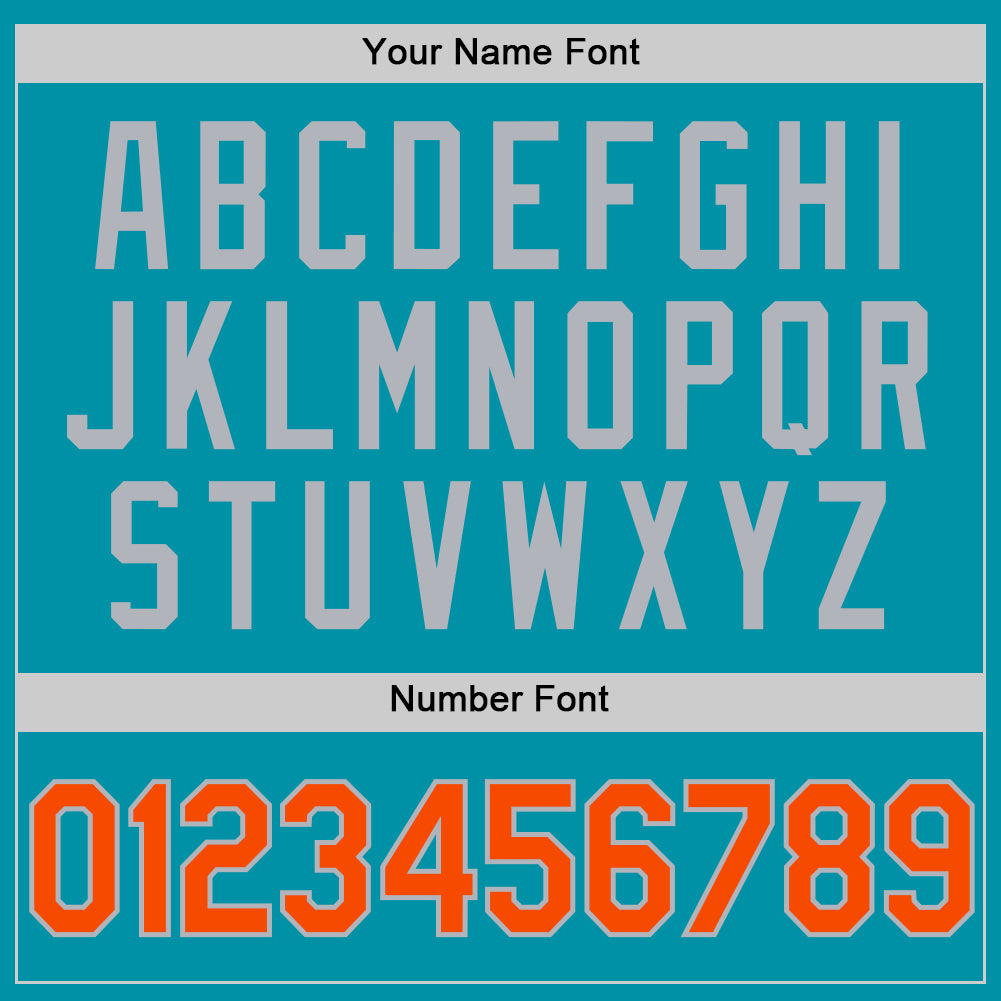 Custom Teal Orange-Gray Authentic Throwback Basketball Jersey