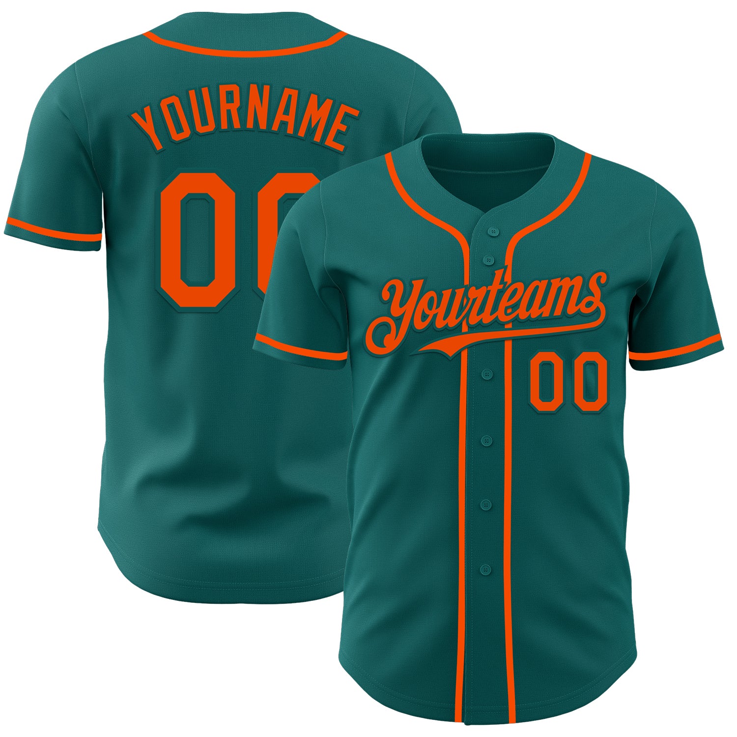 Custom Teal Orange Authentic Baseball Jersey