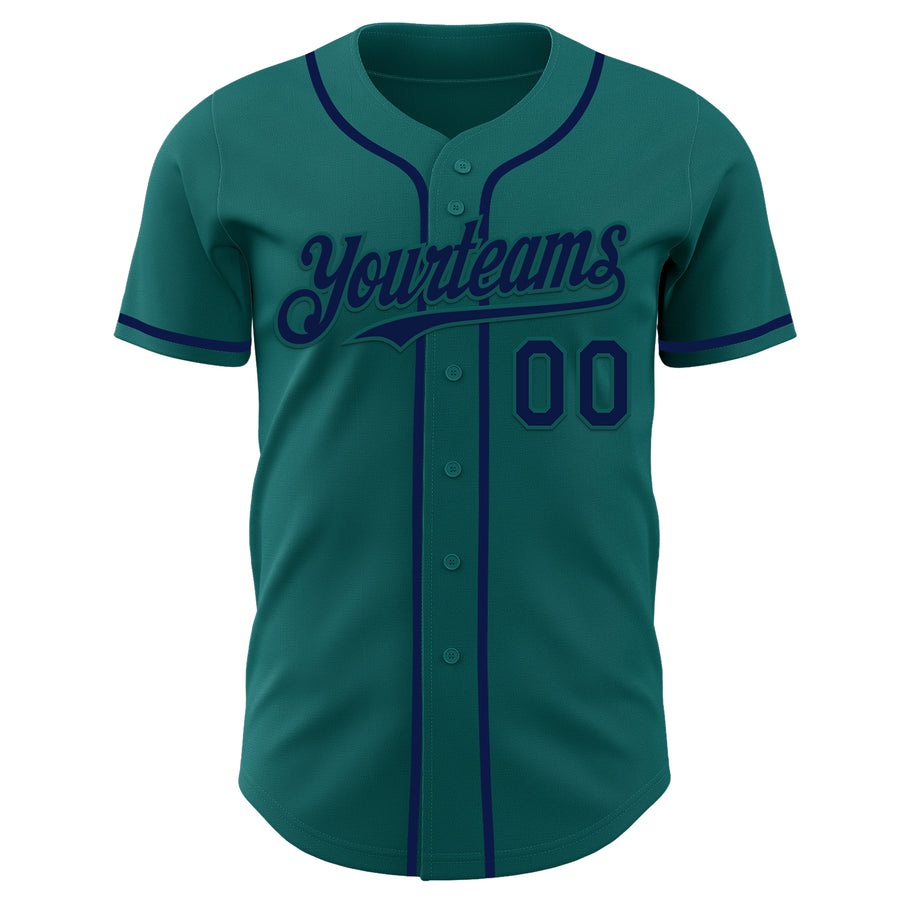 Custom Teal Navy Authentic Baseball Jersey