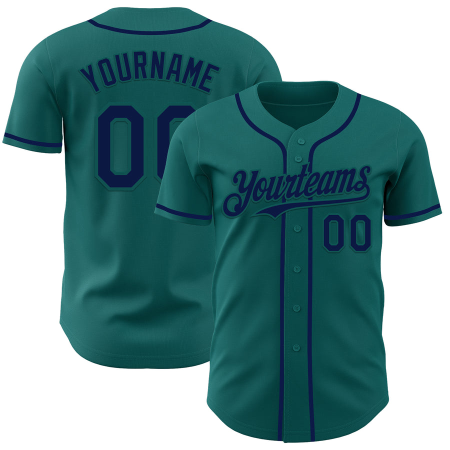 Custom Teal Navy Authentic Baseball Jersey