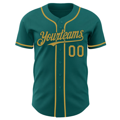 Custom Teal Old Gold Authentic Baseball Jersey