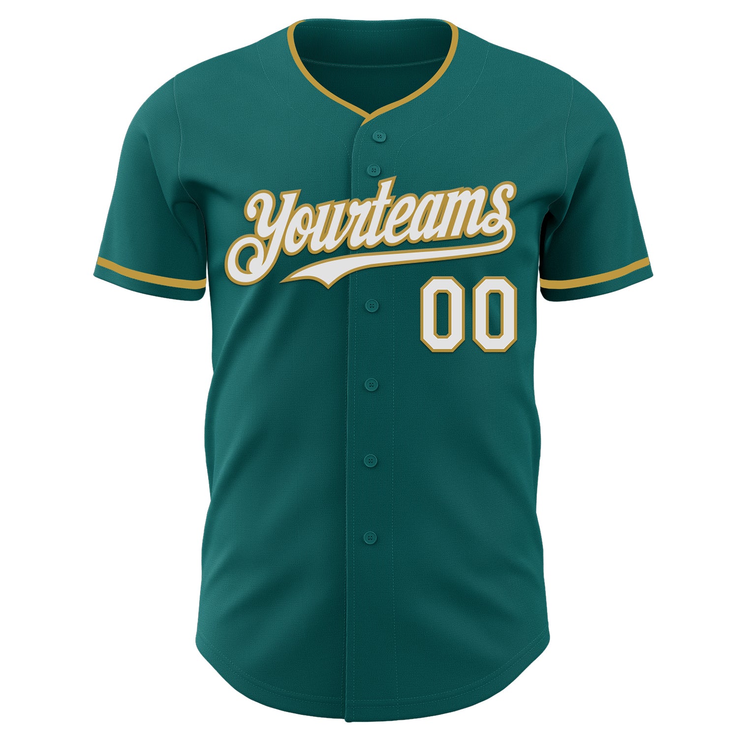 Custom Teal White-Old Gold Authentic Baseball Jersey
