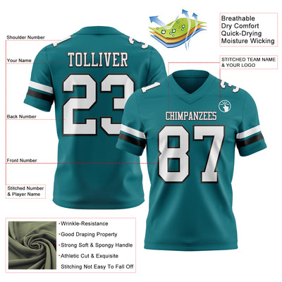 Custom Teal White-Black Authentic Football Jersey