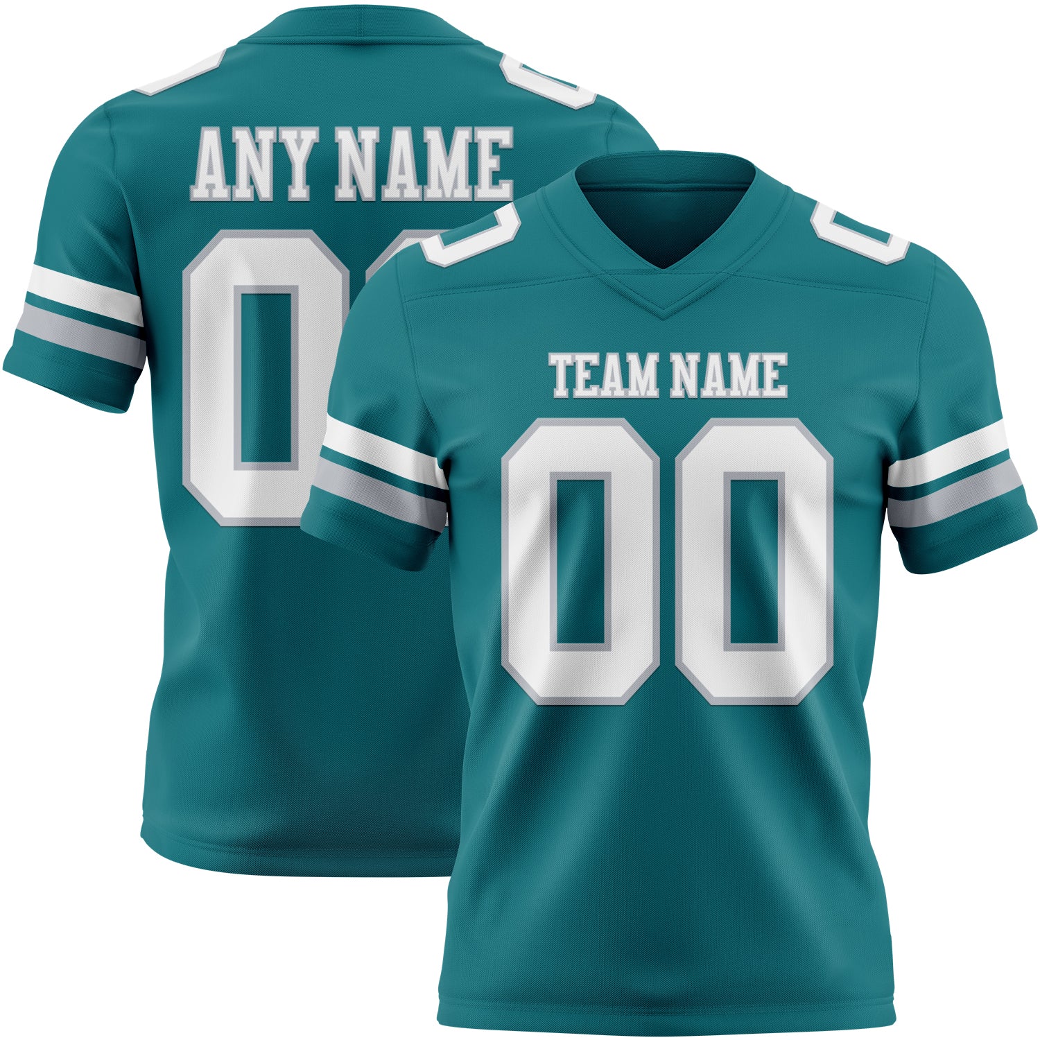 Custom Teal White-Gray Authentic Football Jersey