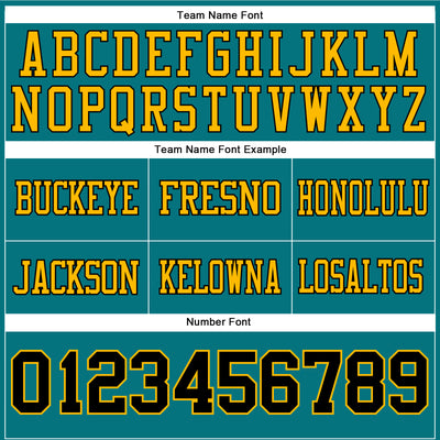 Custom Teal Black-Gold Authentic Football Jersey