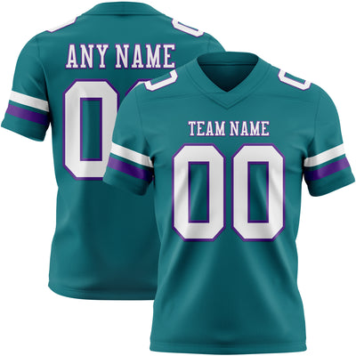 Custom Teal White-Purple Authentic Football Jersey