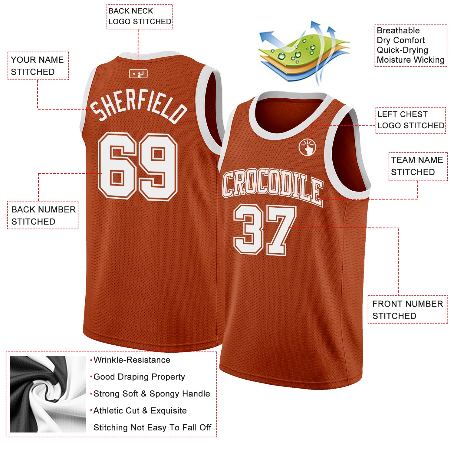 Custom Texas Orange White Authentic Basketball Jersey