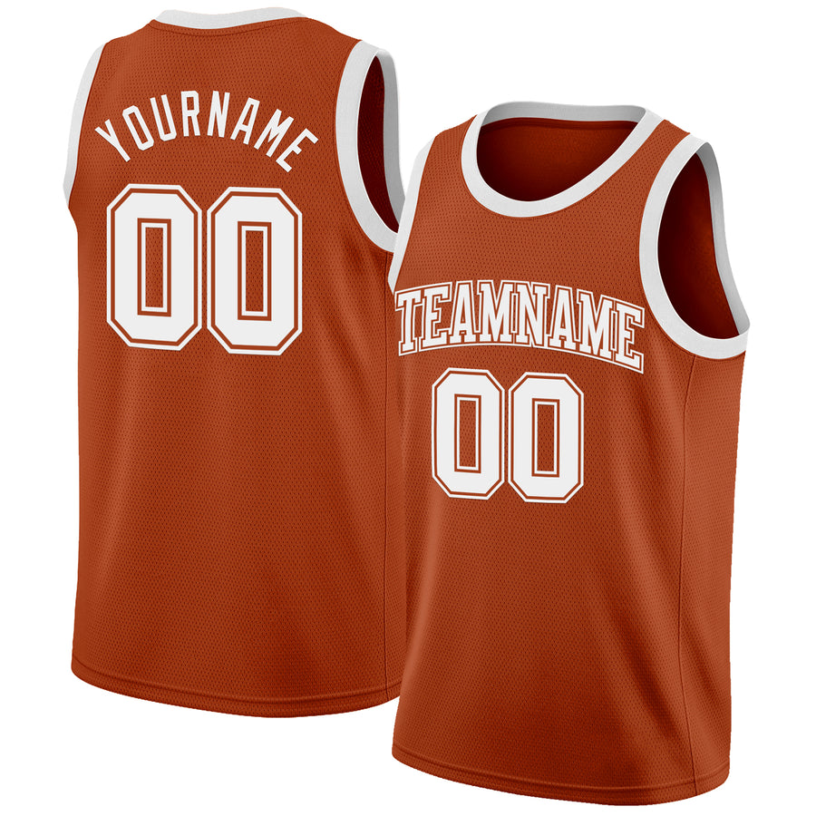 Custom Texas Orange White Authentic Basketball Jersey