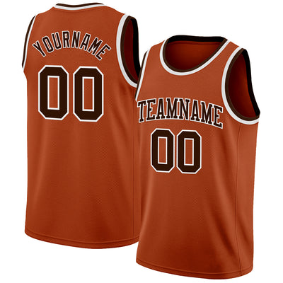 Custom Texas Orange Brown-White Authentic Basketball Jersey