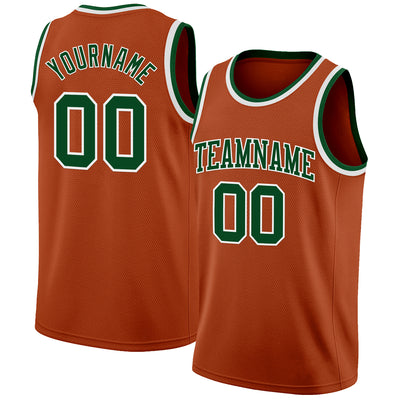 Custom Texas Orange Green-White Authentic Basketball Jersey