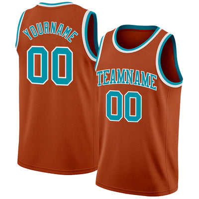 Custom Texas Orange Teal-White Authentic Basketball Jersey