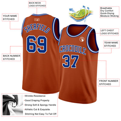 Custom Texas Orange Royal-White Authentic Basketball Jersey
