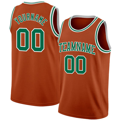 Custom Texas Orange Kelly Green-White Authentic Basketball Jersey